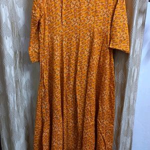 Mustard A LINE KURTA with Mock Koti