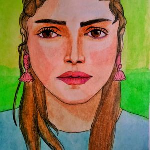 Beautiful Girl Watercolor Potrait