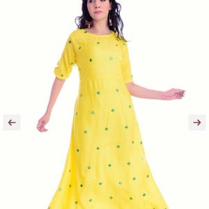 Yellow mirror work gown