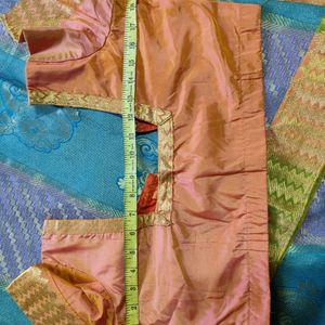 Purple And Teal Colour Silk Saree