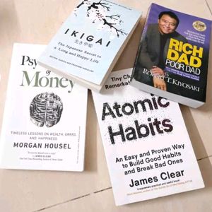 Ikigai+ Atomic Habits+ Psychology+ Rich Dad Book