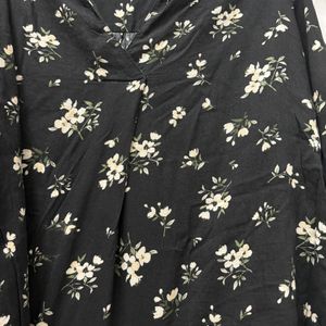 Black Casual Loose Top Floral Print