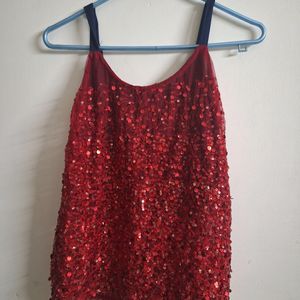 SEQUINS RED TOP S bust 78 cm