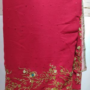 Brand New Red Saree With Blouse Piece