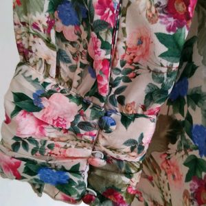 Zara Floral Floaty Tiered Mini Dress