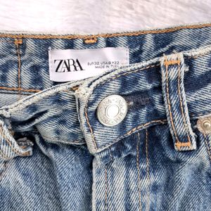 Zara New Ripped Wide Leg Jeans