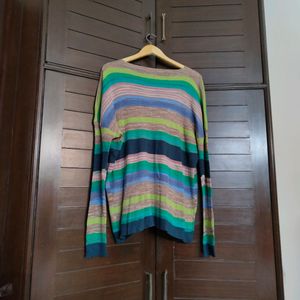 Women Multicolour Striped Oversized Sweater