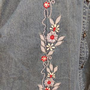 Denim Shirt With Embroidered Design