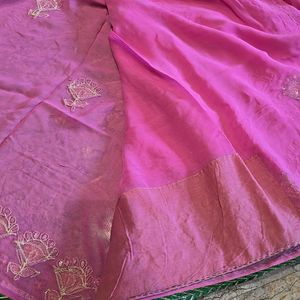 Pink Georgette Gotta Patti Saree