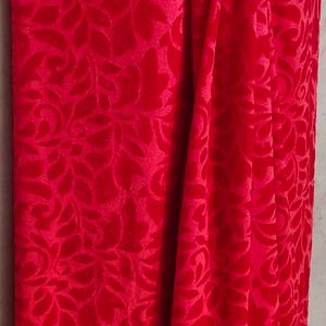 Velvet Shaneel Tomato Red Fabric