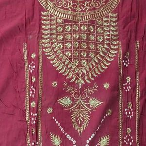 Cotton Embroidery Bandhani Dress Material