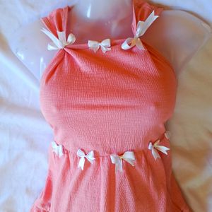 Coquette Peach Dress - Free size