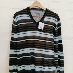 Stripped V Neck Sweat For Men's