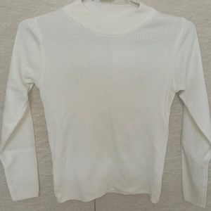 Girls White Wool Sweater