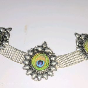 Peacock Choker Necklace & Earrings Set By PRAO