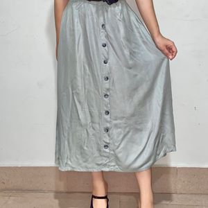 Turquoise Buttoned Decoration Skirt