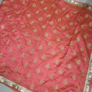 Very Elegant Pink Orange Gold Colour Shaded Saree