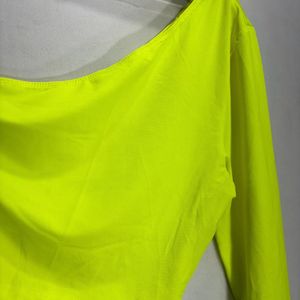 shein fitted one shoulder neon top