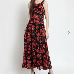 Latin quarter red and black floral dress