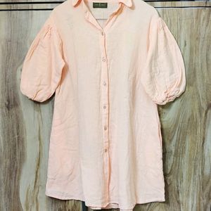 Peach Colour Cotton Long Shirt Size-38-40