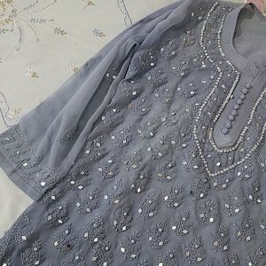 Festival Chikankari Kurta With Mireor Work