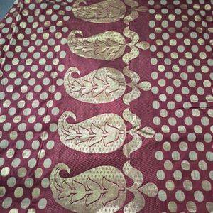 Maroon With Gold Silk Saree