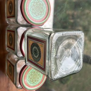 Set Of 4 Glass Storage Jars With Lid - Square