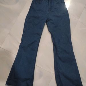 Blue High-waisted Bootcut Jeans For Women