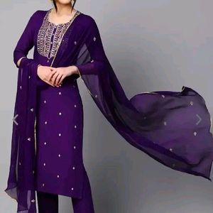 New Purple Straight Kurta Set