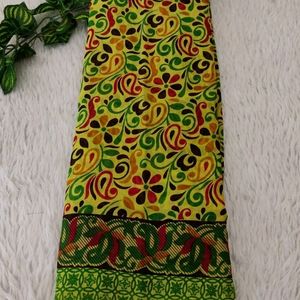 Fluorescent Green Printed Saree ( Women)