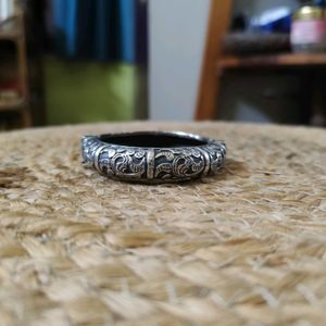 Silver Replica Antique Look Chitai Work Bangle