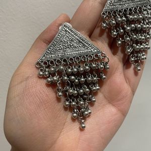 Oxidised Triangle Jhumkas