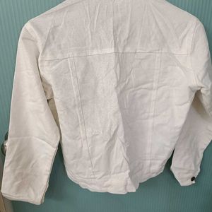 White Denim Crop  Jacket For Women.