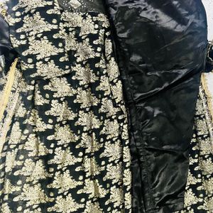 Black Ethnic Dress With Golden Print