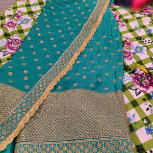 Sea Green Saree With Blouse