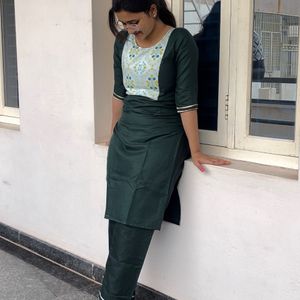 Dark Green Kurtha Set