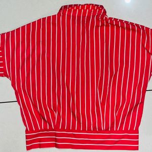 red and white strip half sleeves regular shirt 👕