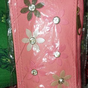 Peach Diamond Floral Wallet