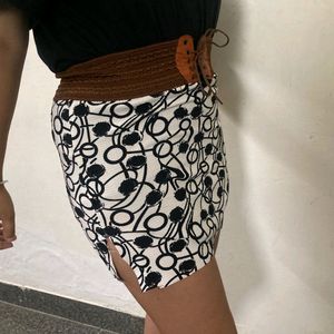 Cinched Waist Mini Skirt