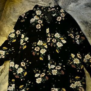 H&m Black Flowery Shirt