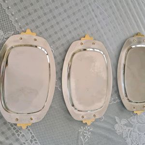 3 Piece Set of Silvery Snack Trays