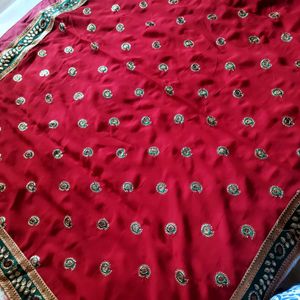 Bright Red Saree For Festivals