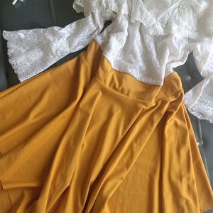 Yellow Dress Both Simple And Off Shoulder