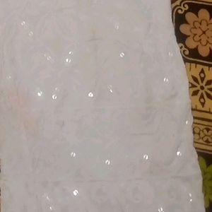 Flower Lace Kurta With Chicken Work Pant