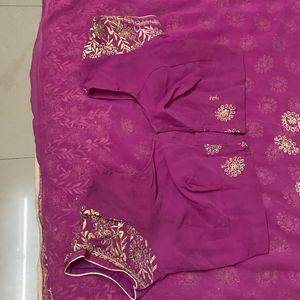 Beautiful chiffon  Saree With Blouse