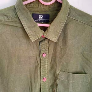 Here & Now Men Full Sleeve M Olive Shirt