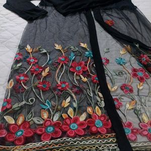 Floral Embroidery Mesh Kimono