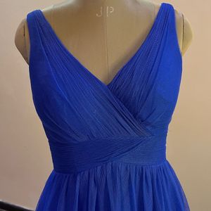 Blue Elegant V Neck Net Gown (Bust:32/34)