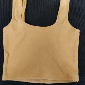 Tan Ribbed Crop Top