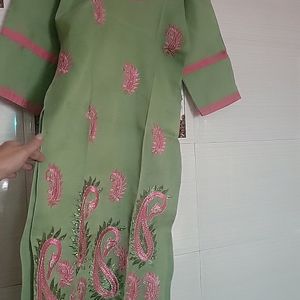 Kurti Light Green N Pink Combination